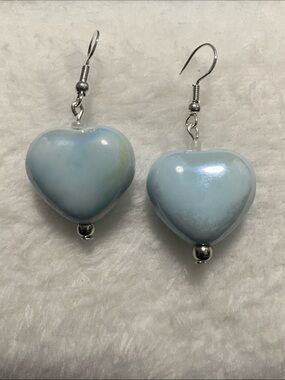 Good Vibes Only Blue Heart Drop Earrings - Women Jewelry